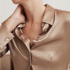 Madewell darted button up shirt satin NWT